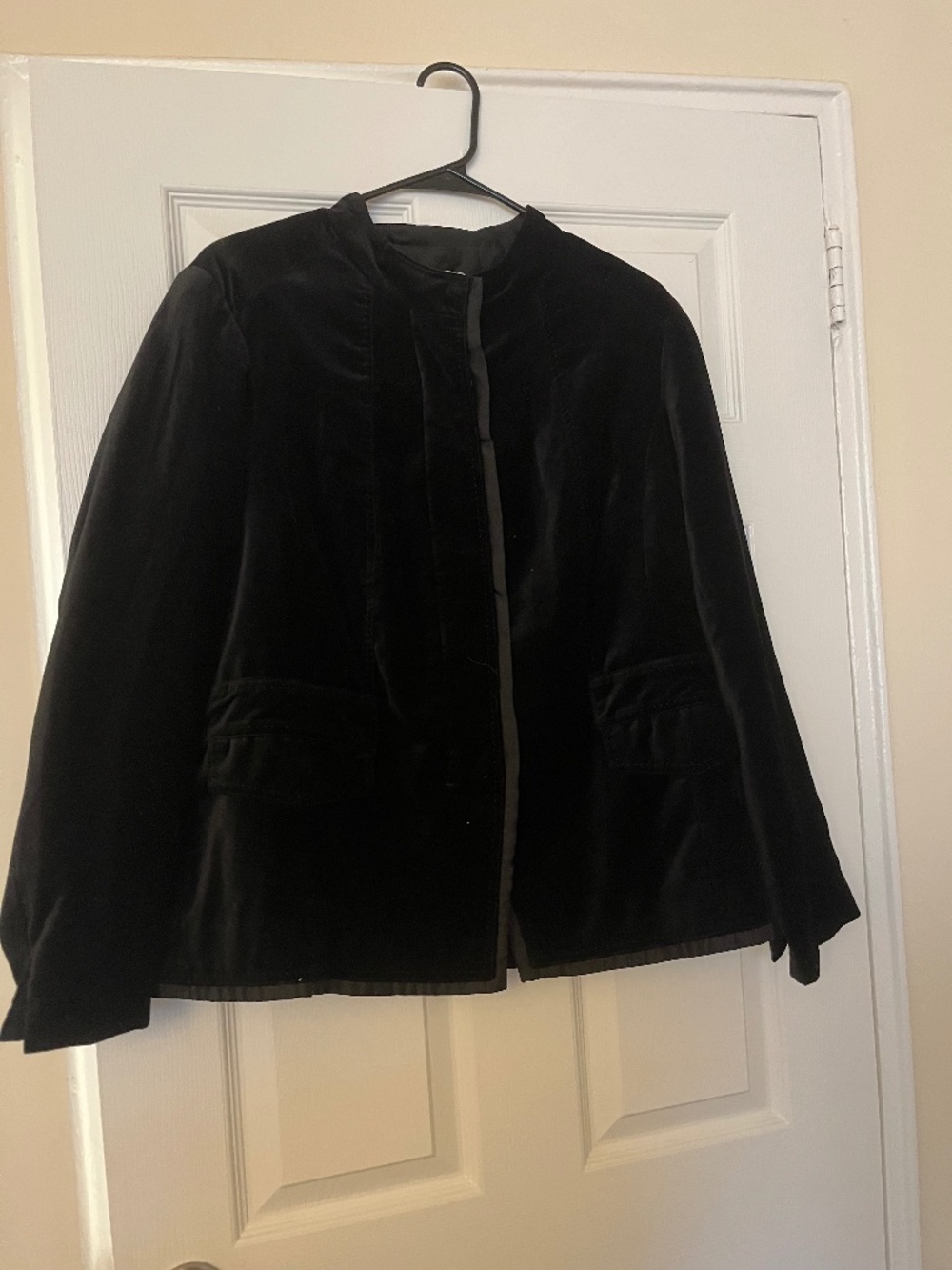 Coldwater Creek Classic Black Velvet Button Front Jacket Blazer Plus Size W18